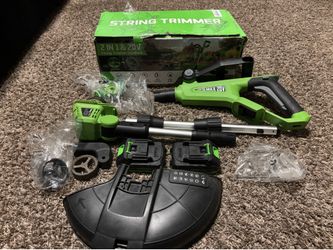 VARSK 12 Inch 20V Cordless Weed Wacker with Automatic Line Feed, 2 in 1 String Trimmer and Edger, Includes 2 X 2.0Ah Batteries/1 X Charger/6 X Replace