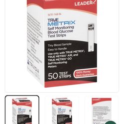 Leader True Metrix Self Monitoring Blood Glucose Test Strips, 50 Ea