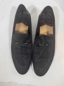 Robert Graham Mens Geometric Satin Skulls Horsebit Loafers Black Slip On Shoes-Size 11