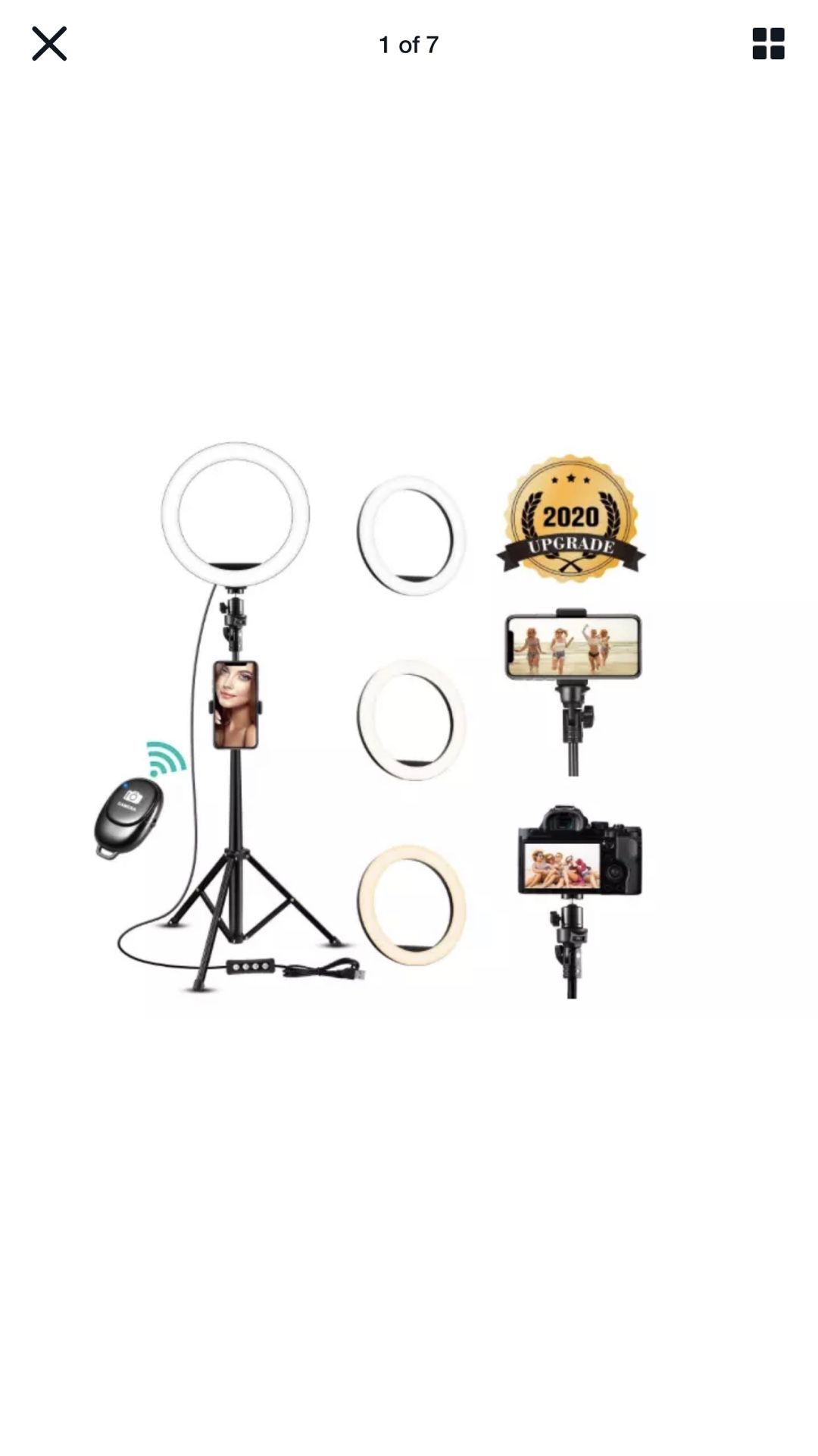 8 inch Selfie Ring Light with Tripod Stand, 3 Color Lighting