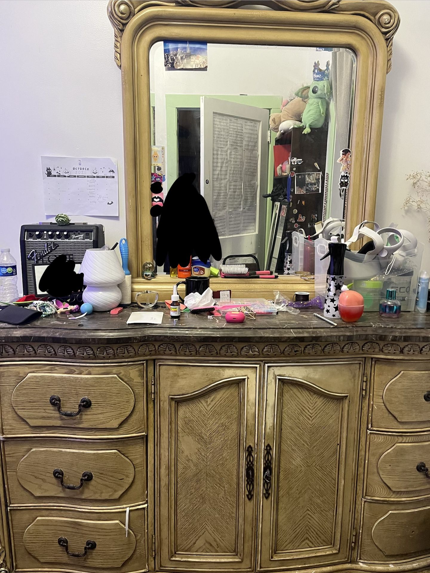 Wooden Dresser With Mirror