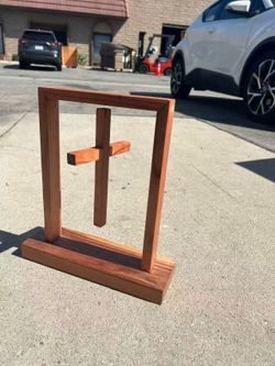 Handmade Red Cedar Floating Cross – Christian Home Decor ✝️  Beautiful handmade floating cross crafted from Red Cedar wood. The cross is suspended ins