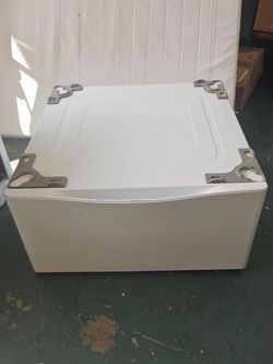 White Washer Dryer Pedestal with Storage Drawer