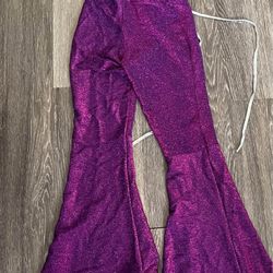 Selena Costume Purple Glitter Two-Piece Halter Top and Flare Pants Set women’s S