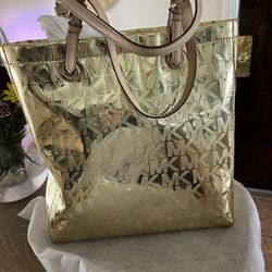 Michael Kors Metallic Gold Tote Bag