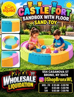 Sun Squad Castle Fort Sandbox with Floor Sand Toy