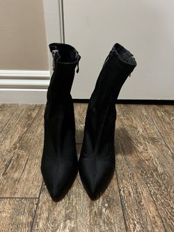 Stretchy Side Zip Block Heel Sock Boot, Size 5 Women’s