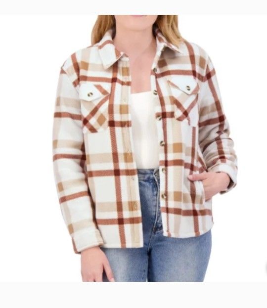Sage Ladies Plush Plaid Shirt Jacket 