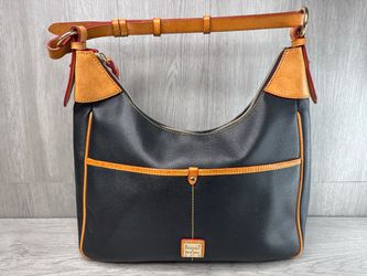Dooney & Bourke Authentic Pebble Grain Rebecca Hobo Bag Black/Tan (A1D033303)