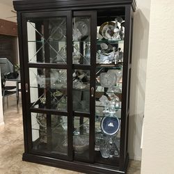 Beveled Glass and Wood Treasure Cabinet