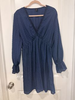 Women’s Navy Blue Deep V Neck Dress