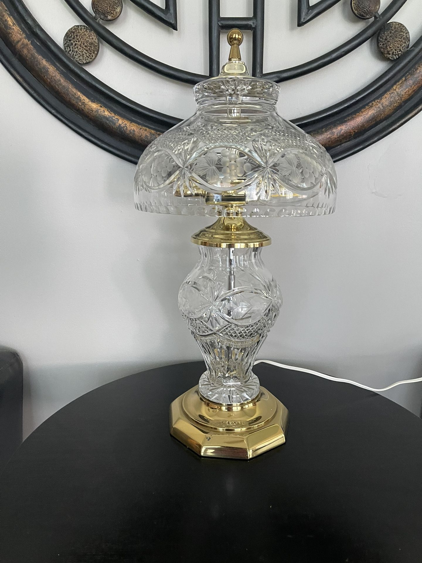 Crystal Clear Industries Heavy Pressed Glass Lamp w/Shade 19”