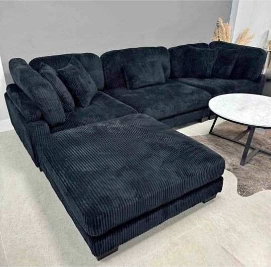 Black Sofa Black Sectional Black Couch NEW 