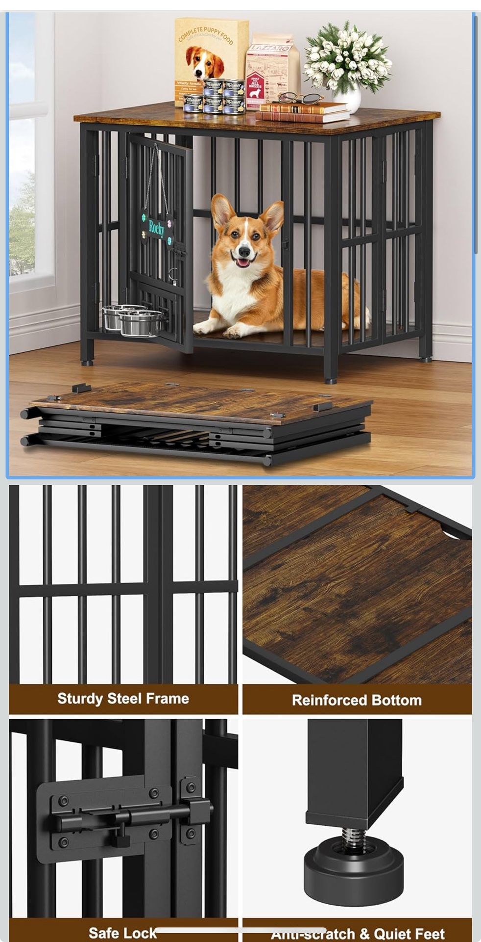 31” Wooden Foldable Dog Crate