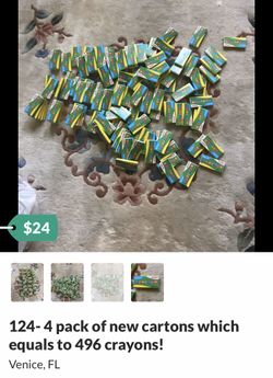 496 crayons! 124- 4 crayon packs