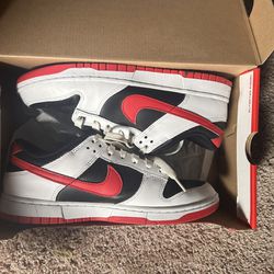 RED WHITE AND BLACK DUNKS 
