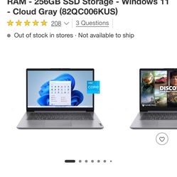 Barely Damaged 🔥Lenovo 14" FHD🔥 Laptop - Core🔥 i3 - 8GB RAM - 256GB SSD Storage - Windows 11 - Cloud Blue  (82QC006KUS