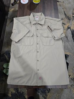 Dickies Men's Short Sleeve Button Up Work Shirt # 1574 Khaki XL