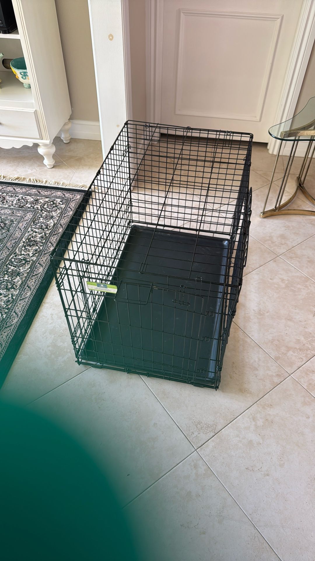 Large collapsible Wire Dog Crate With Pan - doors on front and side