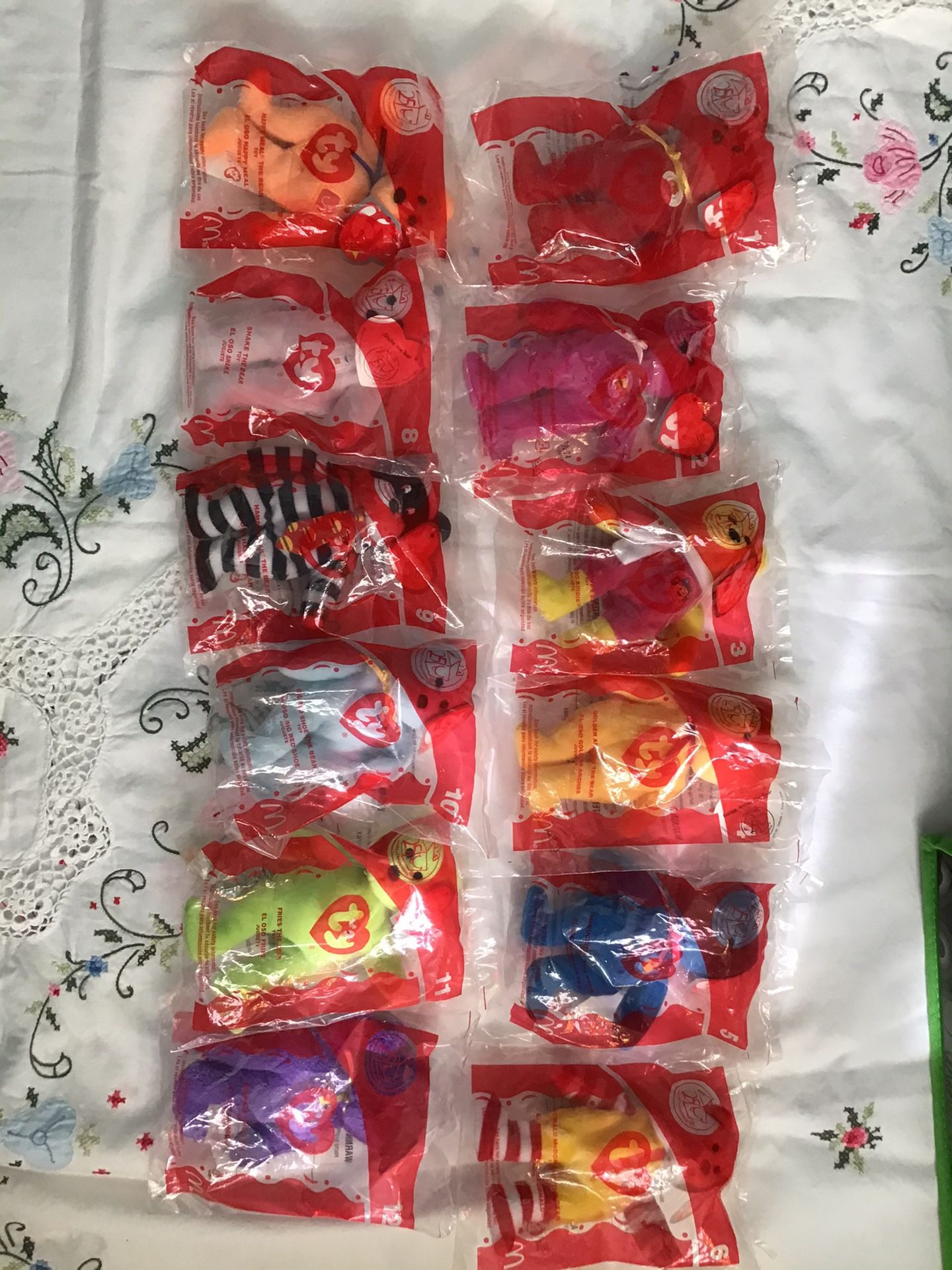 McDONALDS TY BEANIE BABIES BEARS 25 Years Happy Meal Toys Set Of 12 ,,