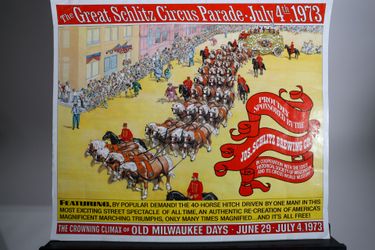 Vintage 1973 Budweiser Schlitz Beer Circus Parade Poster Milwaukee Days 22x19
