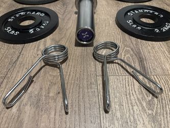 BRAND NEW Olympic Silver Curl Bar With Cooper Bearings & Weight Plates Pairs From 5s To 35s #  (Total: 170 lbs)