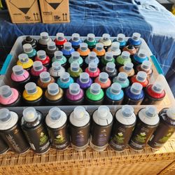 Lot of 50 Montana Hardcore Spray Paint Cans + Primers  (Mostly New)