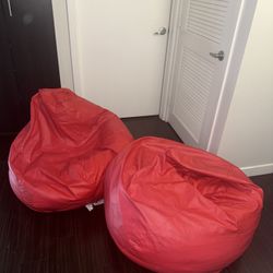 Custom Red Bean Bag Chairs – Set of 2 (Refillable, Zipper Closure)