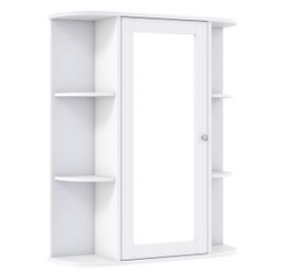 Bathroom wall medicine cabinet with adjustable shelves