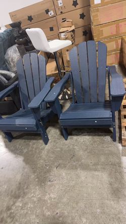 Adirondack Chair Set of 2, Fire Pit Chairs with Cup Holder, Navy $ 120