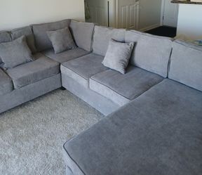 Gray Fabric Sectional Sofa with Chaise