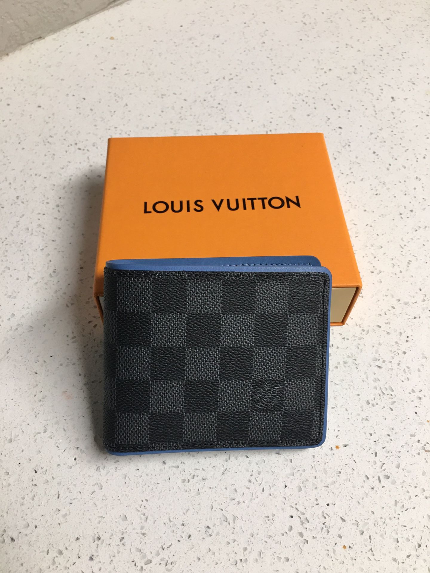 Louis Vuitton LV Mens Multiple Black Blue Damier Wallet
