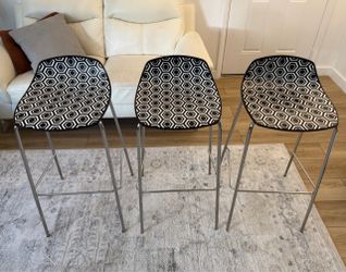 Set of 3 Modern Geometric Bar Stools / Counter Chairs