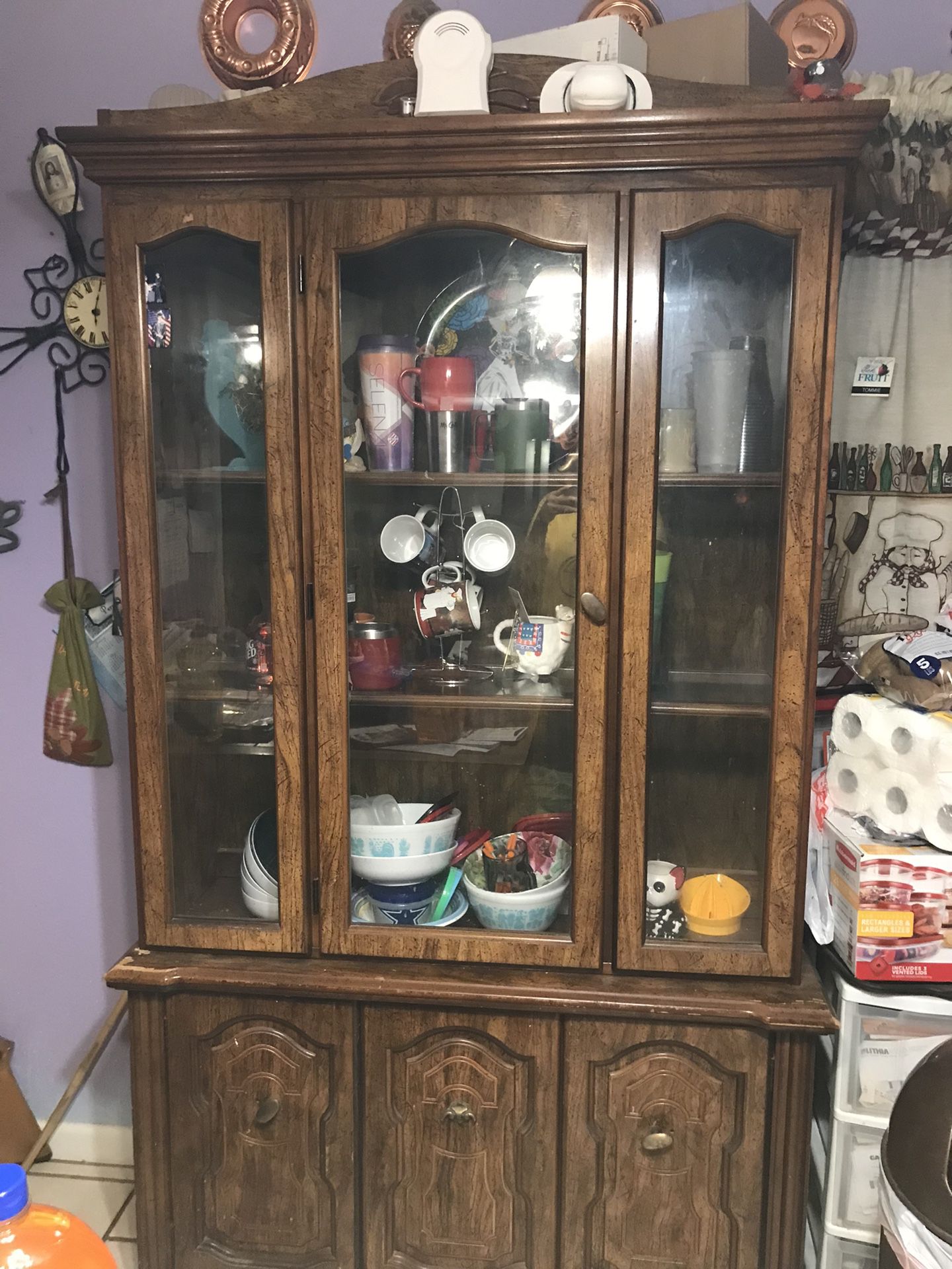 Glass China Cabinet  With Shelves  OBO