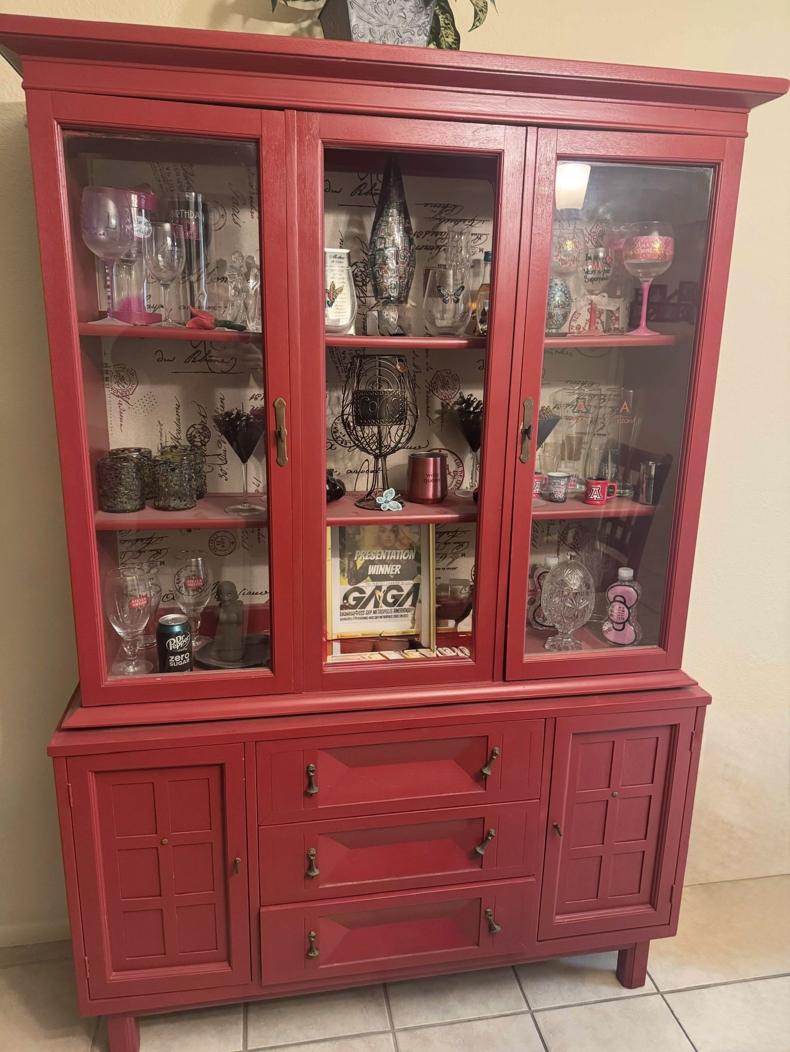 Modern Red China Cabinet