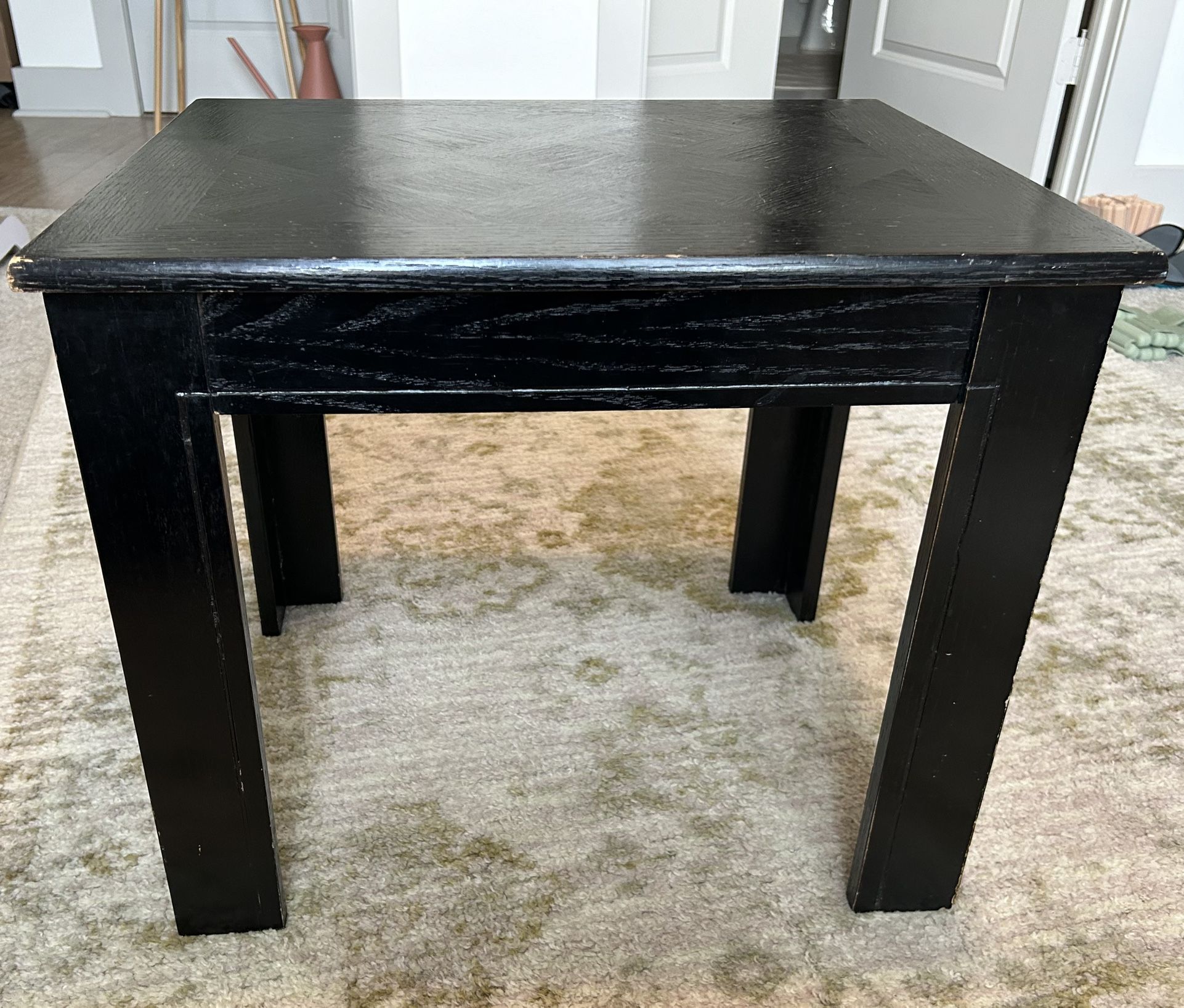 Wood End Table With Decorative Top