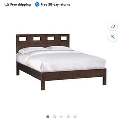 Queen Size Espresso Wooden Bed Frame With Storage
