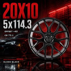 🔥 20X10 DOLCE MONZA Gloss Black Wheels 🔥