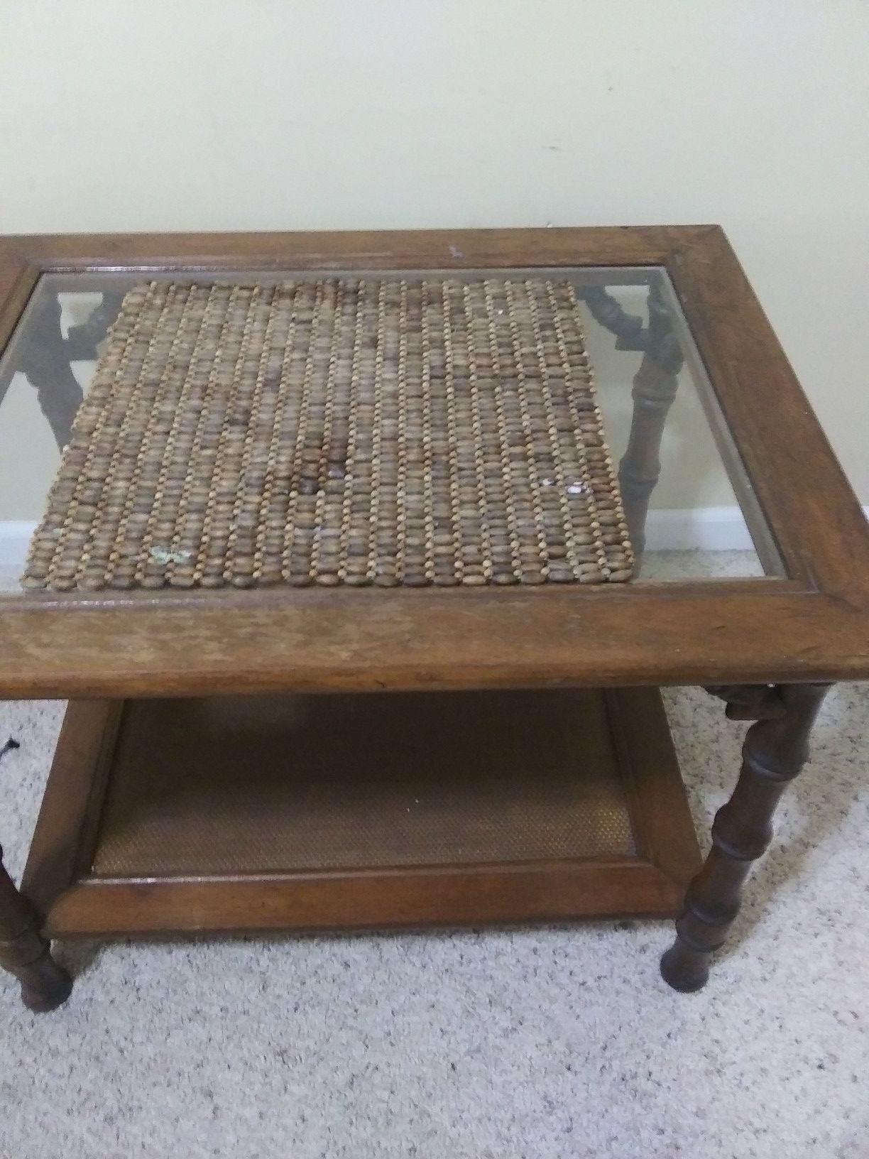 Glass Top Wood Table