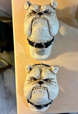 The Stone Bunny Resin BULLDOG Pair Of Drapery Brackets