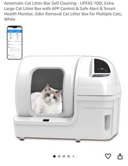 Automatic Cat Litter Box Self Cleaning - UPFAS 100L Extra Large Cat Litter Box with APP Control & Safe Alert & Smart Health Monitor, Odor Removal Cat 