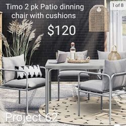 Brand New Timo 2 Pk Patio Dinning Chair With Cushions 