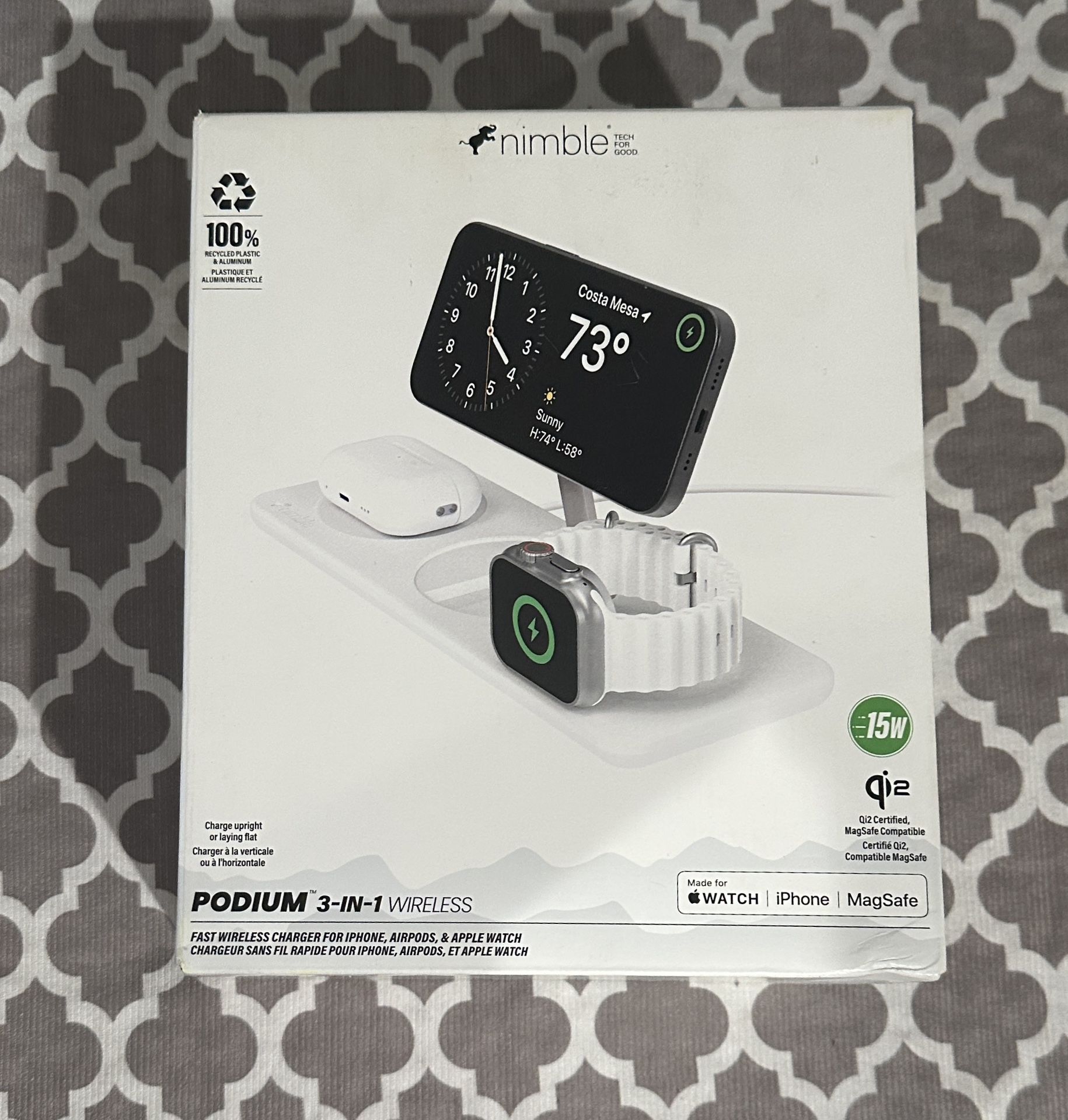 Nimble 3-in-1 Wireless Charging Station – MagSafe, iPhone, AirPods, Apple Watch