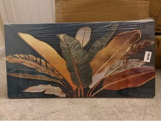 Large Tropical Leaf Canvas Wall Art – Modern Botanical Canvas Print (20”x40”)