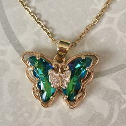 Green Butterfly Necklace 