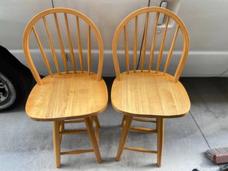 Solid Oak Swivel Bar Stools by John Thomas
Sold as a pair $100.00