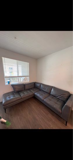 Gray Leather Sectional Sofa