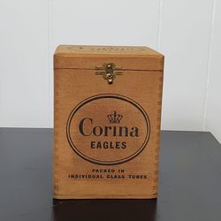 Vintage *EMPTY* Corina Eagles Wood Cigar Box