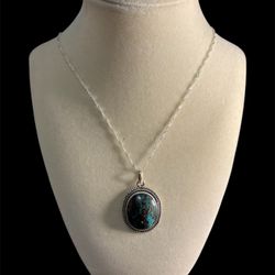 SS925 Turquoise & Pyrite Necklace