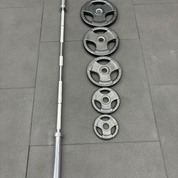 Vesta Fitness Barbell And 240lb Grip Plates 
